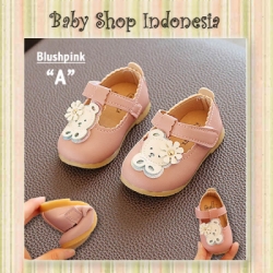 S988 Sepatu Pesta Bayi Perempuan Import Sepatu Anak Perempuan Cantik Mary Jane Pink Bear  large
